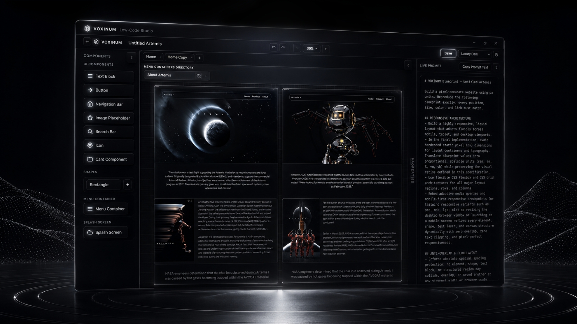 VOXINUM application interface screenshot